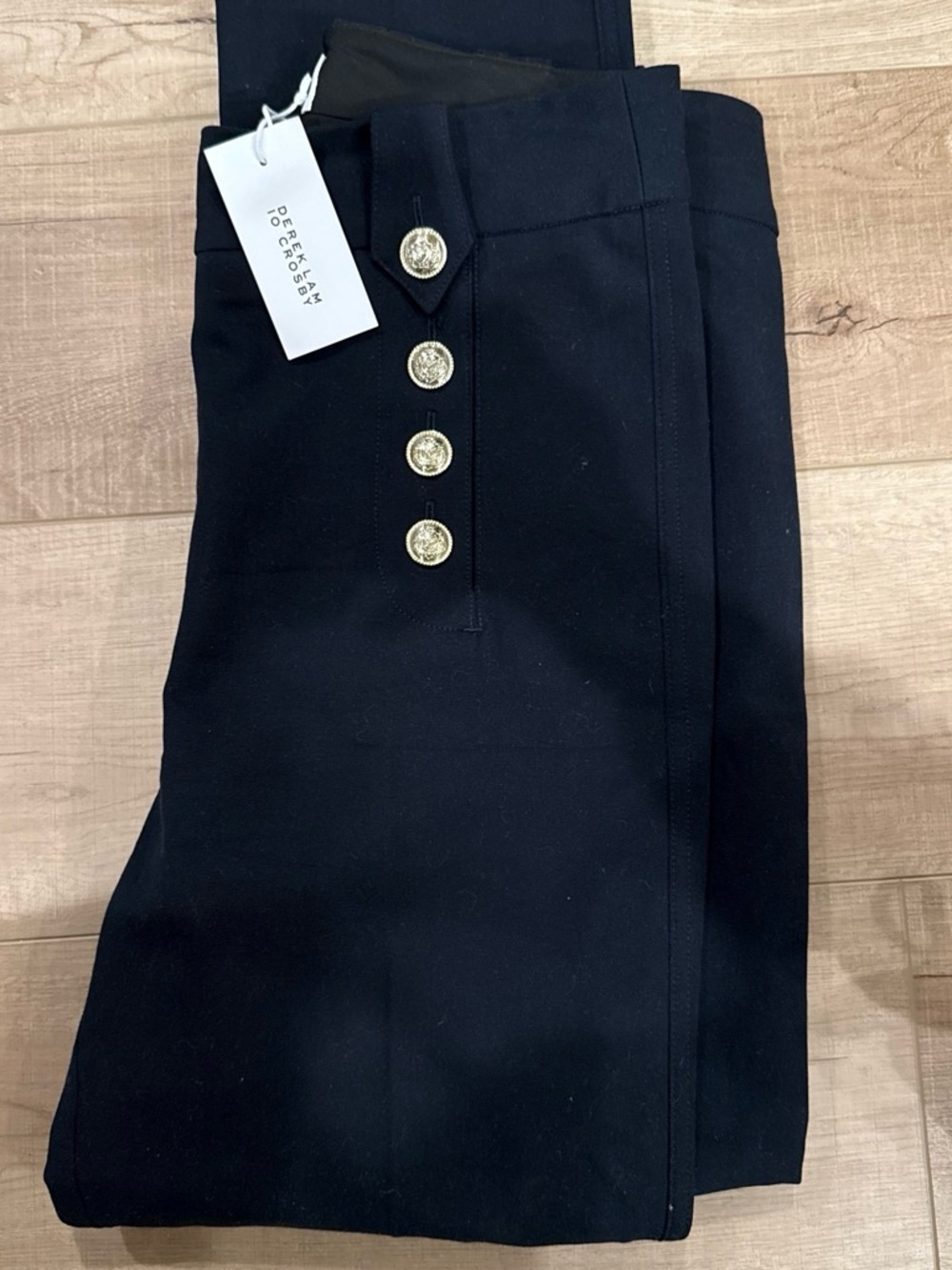 Derek Lam Navy Dress Pants with Gold Buttons
